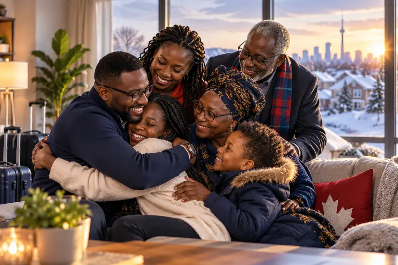 Famille réunie au Canada dans la joie